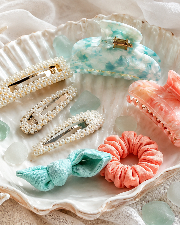 Aqua Pearl Hair Clip Set