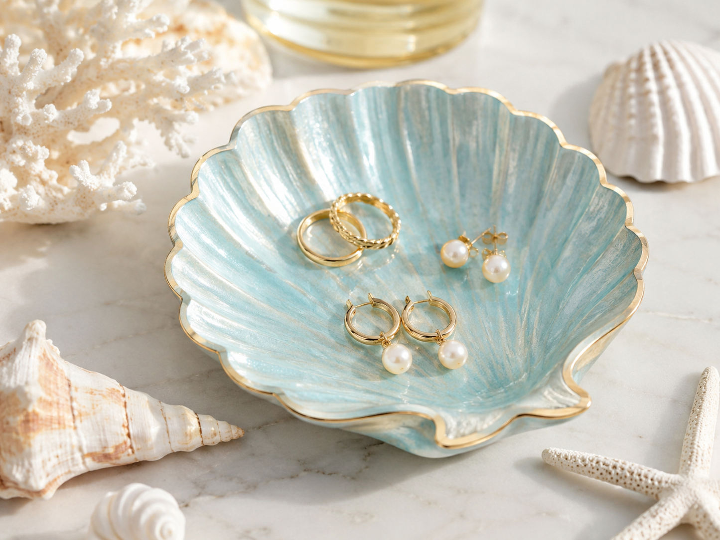 Aqua Shell Jewelry Tray