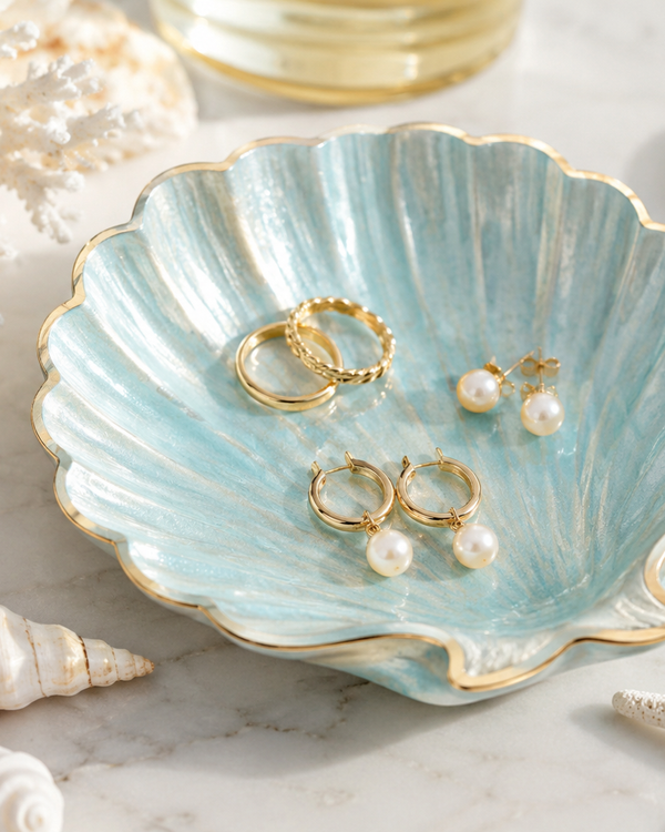Aqua Shell Jewelry Tray
