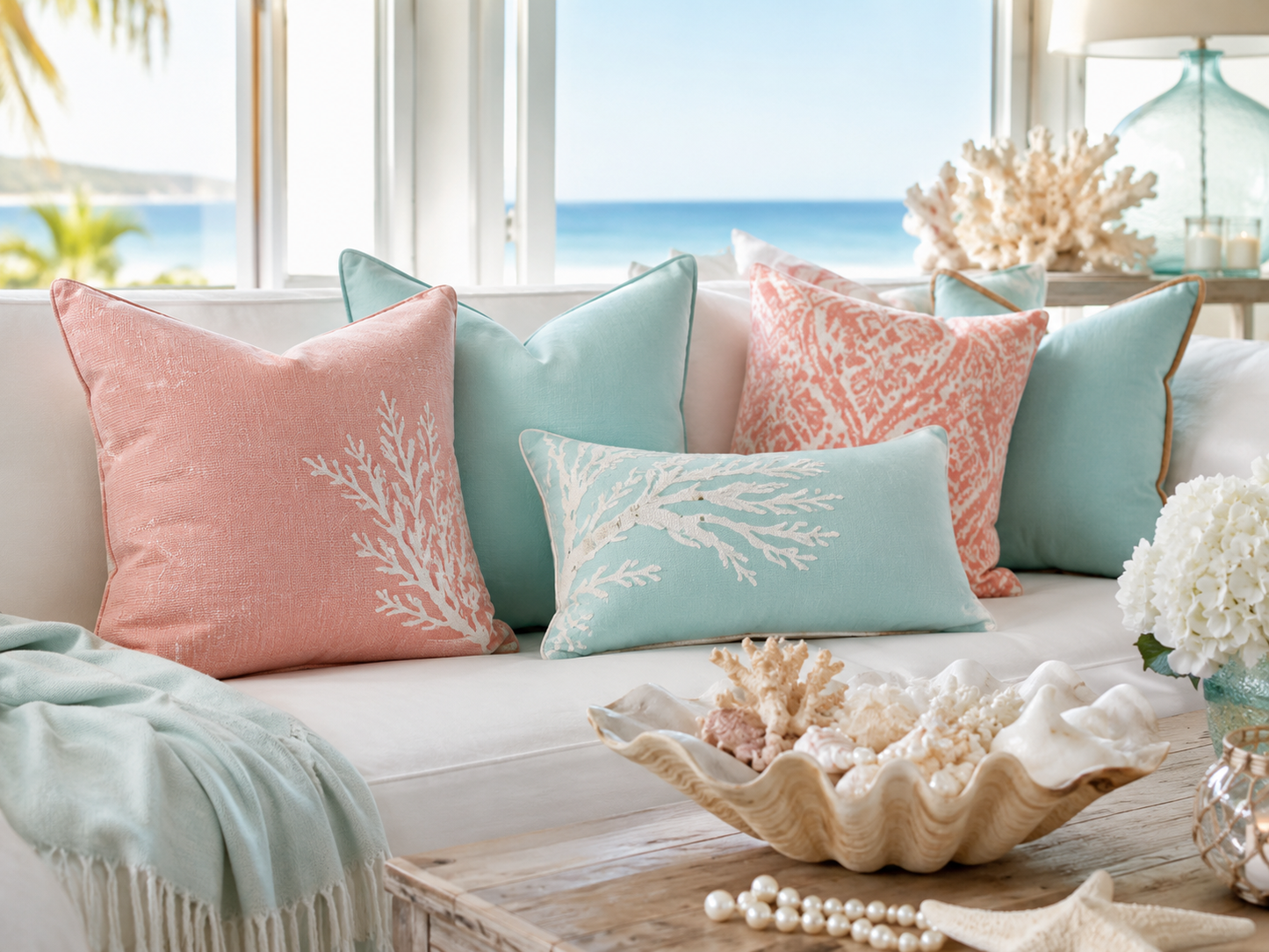 Coral Cloud Throw Pillow