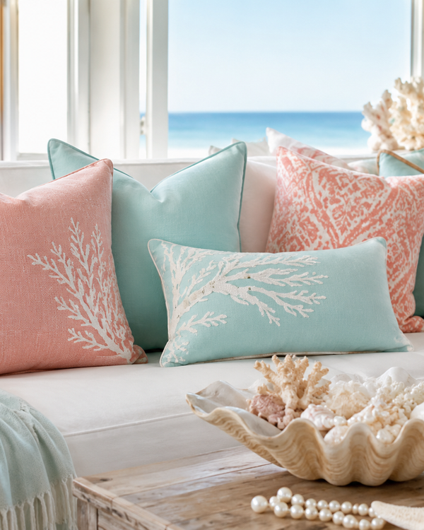 Coral Cloud Throw Pillow